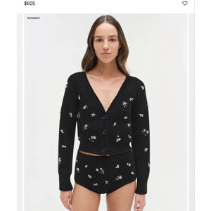 Women's SIMKHAI Black & Crystal Embellished Cardigan Small new with tags